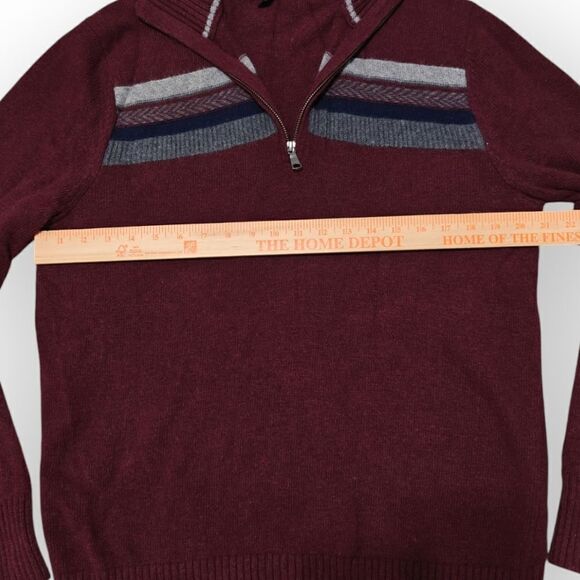 Banana Republic Italian Yarn Wool blend burgundy quarter zip sweater size M - Picture 2 of 6